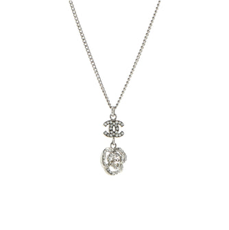 Chanel CC Camellia Pendant Necklace Metal with Crystal