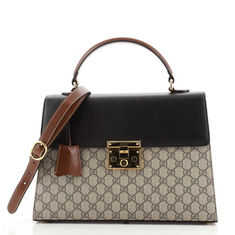Gucci Padlock Top Handle Bag GG Coated Canvas and Leather Medium