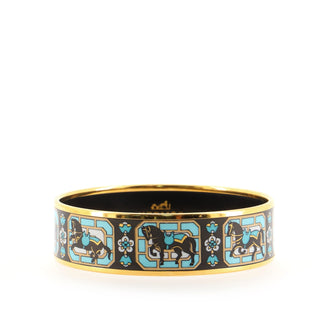 Hermes Bangle Bracelet Printed Enamel Wide