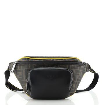 Fendi Front Pocket Waist Bag Zucca Coated Canvas and Leather
