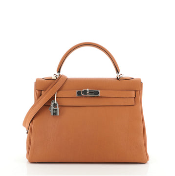 Hermes Kelly Handbag Orange Togo with Palladium Hardware 32