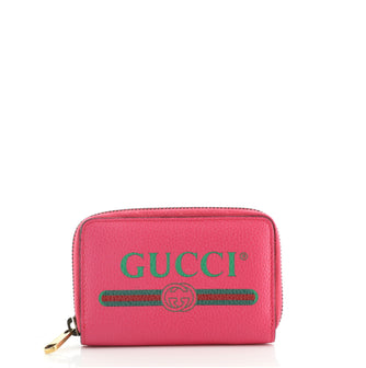 Gucci Logo Zip Card Case Printed Leather