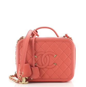 Chanel Filigree Vanity Case Quilted Caviar Medium