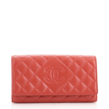 Chanel Diamond CC Flap Wallet Quilted Lambskin Long