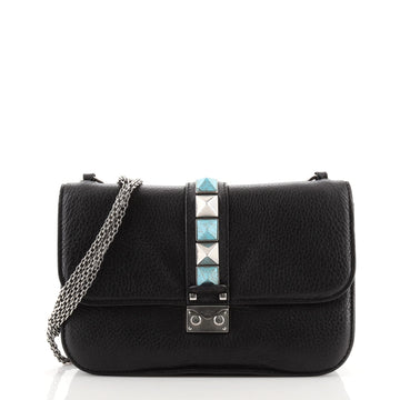 Valentino Glam Lock Shoulder Bag Leather Medium