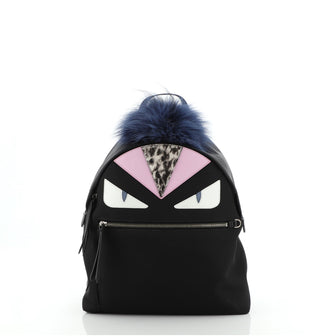 Fendi Monster Backpack Nylon with Leather and Fur Medium