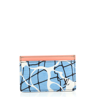 Louis Vuitton Card Holder Limited Edition Aqua Print Epi Leather
