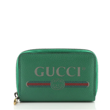 Gucci Logo Zip Card Case Printed Leather
