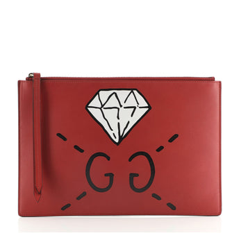 Gucci Zipped Pouch GucciGhost Leather Medium