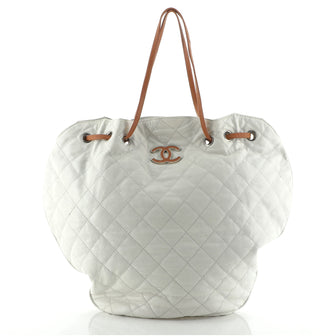 Chanel Cocomark Drawstring Tote Quilted Caviar