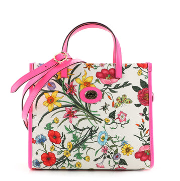 Gucci Convertible Open Tote Flora Canvas Small