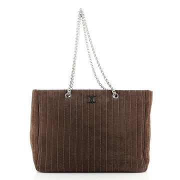 Chanel Mademoiselle Tote Vertical Quilted Suede Medium