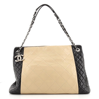 Chanel Two Tone CC Charm Tote Quilted Lambskin Large
