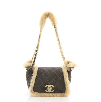 Chanel Accordion Flap Bag Quilted Leather and Shearling Small