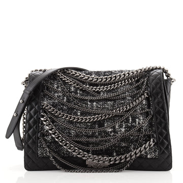 Chanel Boy Flap Bag Enchained Tweed XL