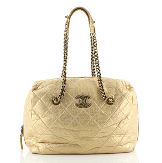 Chanel Secret Tag Bowling Bag Quilted Aged Calfskin Large