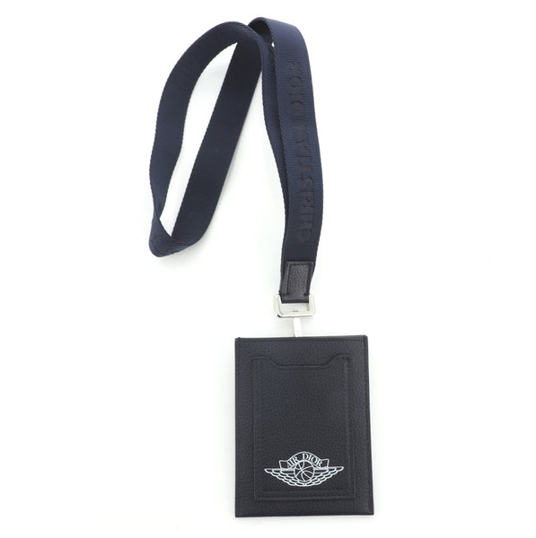 Christian Dior Air Jordan Lanyard ID Card Holder Leather Blue 731163