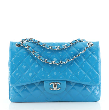 Chanel Classic Double Flap Bag Quilted Patent Jumbo