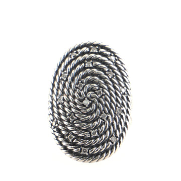 David Yurman Cable Coil Oval Ring Sterling Silver with Diamonds