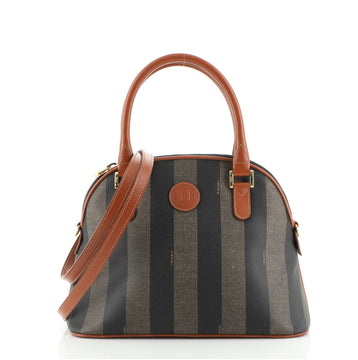 Fendi Vintage Dome Satchel Pequin Coated Canvas Medium