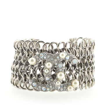 Chanel CC Multi-Chain Bracelet Metal with Crystals and Faux Pearls