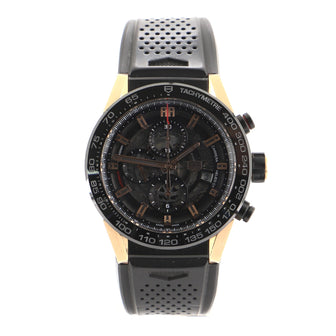 Tag Heuer Carrera Calibre Heuer 01 Skeleton Chronograph Automatic Watch Titanium with PVD Rose Gold with Rubber 45