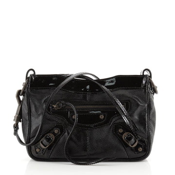 Balenciaga Hip Classic Studs Crossbody Bag Embossed Patent