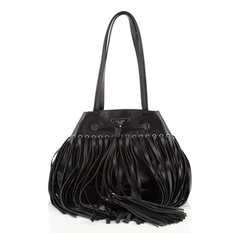 Prada Fringe Bucket Bag Soft Calf Large