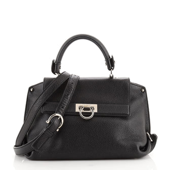Salvatore Ferragamo Sofia Satchel Pebbled Leather Small