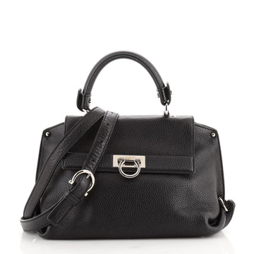 Salvatore Ferragamo Sofia Satchel Pebbled Leather Small