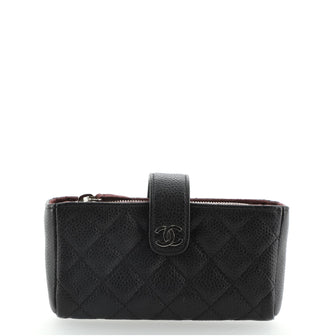 Chanel Phone Holder Clutch Quilted Caviar Mini