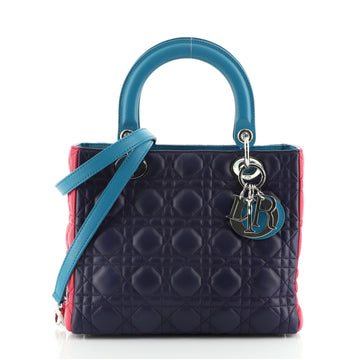 Christian Dior Tricolor Lady Dior Bag Cannage Quilt Leather Medium