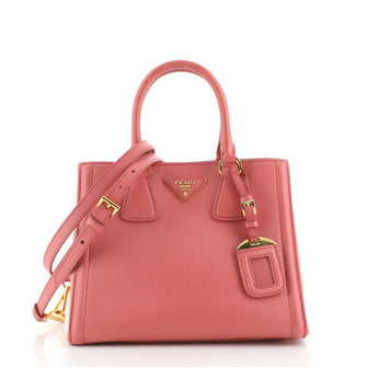 Prada Bicolor Lux Convertible Open Tote Saffiano Leather Small