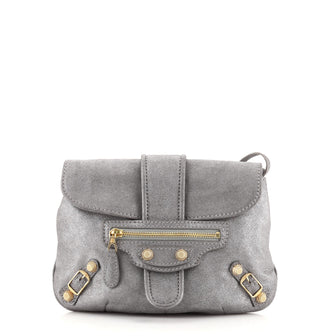 Balenciaga Flap Pouch Clutch Giant Studs Metallic Leather