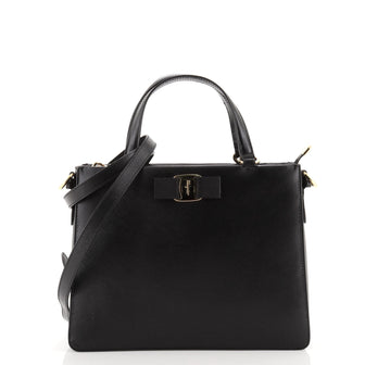 Salvatore Ferragamo Tracy Bow Tote Saffiano Leather Small
