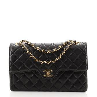 Chanel Vintage Chain Curved Double Flap Bag Quilted Lambskin Medium
