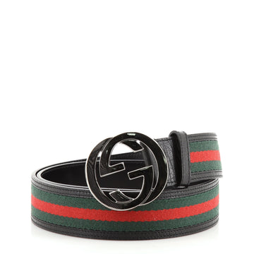 Gucci Interlocking G Web Belt Canvas and Leather Wide