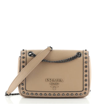 Prada Chain Flap Bag Studded Glace Calf Small