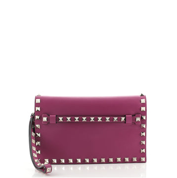 Valentino Rockstud Flap Clutch Leather