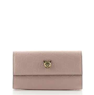 Gucci Animalier Flap Wallet Guccissima Long