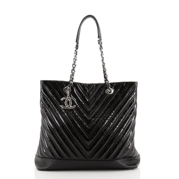 Chanel CC Charm Tote Chevron Patent Tall