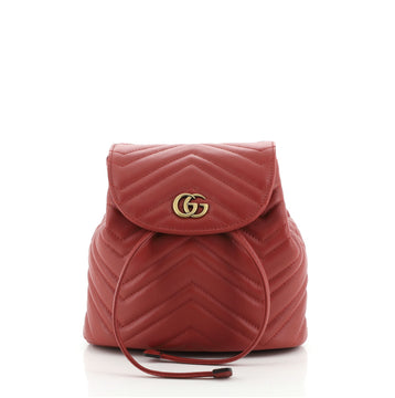 Gucci GG Marmont Drawstring Backpack Matelasse Leather Mini