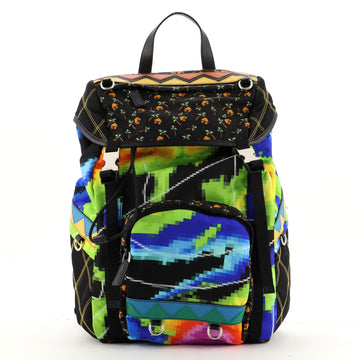 Prada Double Buckle Backpack Printed Tessuto Medium