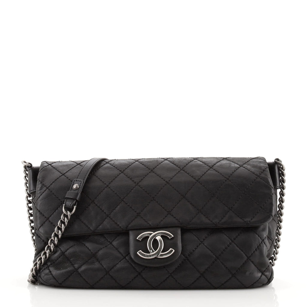 Chanel Coco Luxe Flap Bag Quilted Calfskin Medium Black 2001742