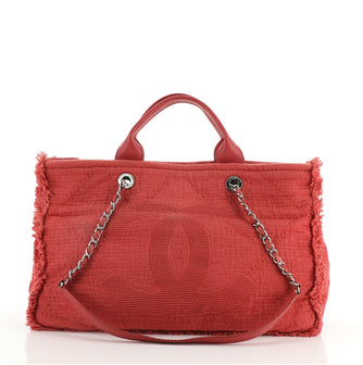 Chanel Double Face Deauville Tote Fringe Quilted Canvas Medium
