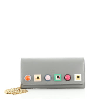 Fendi Continental Wallet on Chain Studded Leather