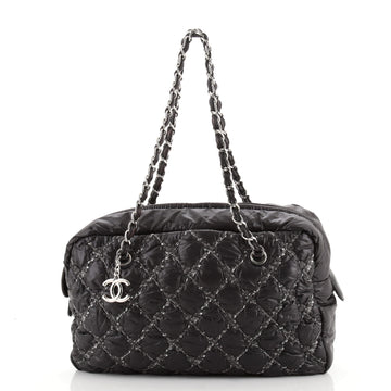 Chanel Tweed On Stitch Camera Case Bag Quilted Nylon Medium