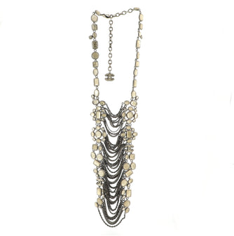 Chanel Antiqued CC Multi-Chain Long Necklace Metal and Crystal