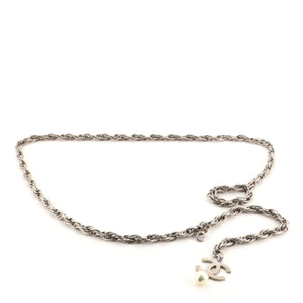 Chanel CC Twist Chain Belt Metal with Faux Pearl