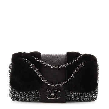 Chanel Fantasy Flap Bag Fur and Tweed with Lizard Medium